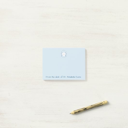 Blauwe tand post-it® notes (Op bureau)