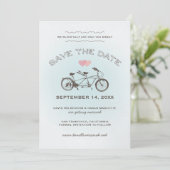 Blauwe Tandem Fiets Save The Date Aankondiging (Staand voorkant)
