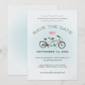 Blauwe Tandem Fiets Save The Date Aankondiging (Voorkant / Achterkant)