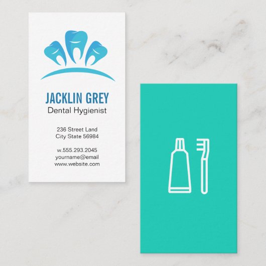 Blauwe tanden Logo | Tandheelkundig Visitekaartje (Voorkant / Achterkant)