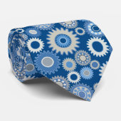 Blauwe Tandwielen Heren Das (Opgerold)