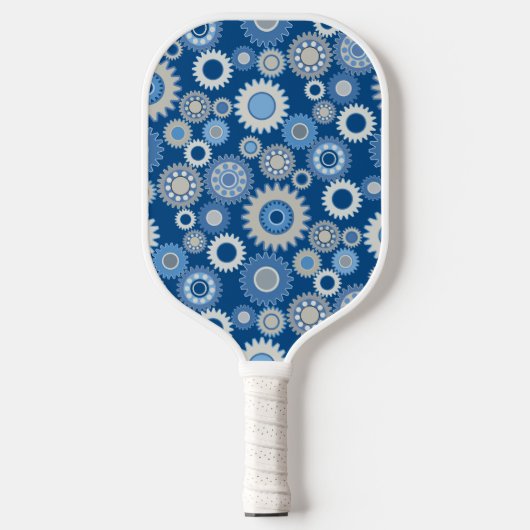 Blauwe tandwielen pickleball paddle (Voorkant)