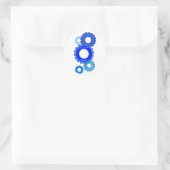 Blauwe tandwielen ronde sticker (Tas)
