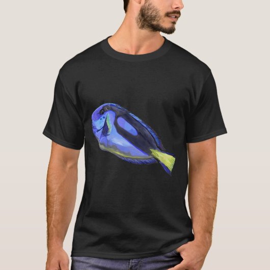 Blauwe Tang Waterverf Vis T-shirt (Voorkant)