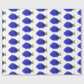 Blauwe tangvis cartoon illustratie cadeaupapier (Vlak)