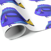 Blauwe tangvis cartoon illustratie cadeaupapier (Rol Hoek)