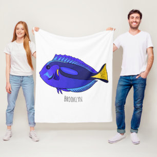 Blauwe tangvis cartoon illustratie fleece deken
