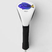 Blauwe tangvis cartoon illustratie golfheadcover (Voorkant)