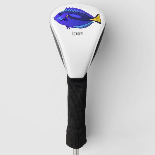 Blauwe tangvis cartoon illustratie golfheadcover (Voorkant)
