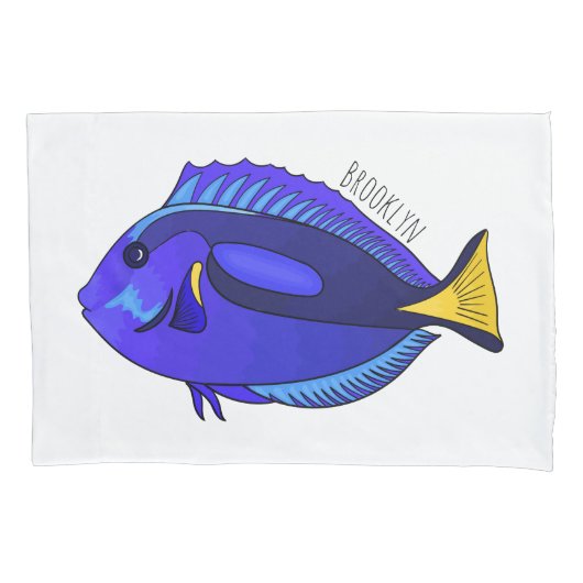 Blauwe tangvis cartoon illustratie kussensloop (Voorkant)