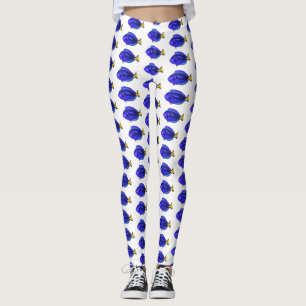 Blauwe tangvis cartoon illustratie leggings