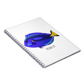 Blauwe tangvis cartoon illustratie notitieboek (Rechterzijde)