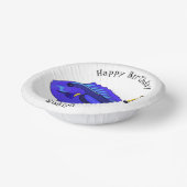 Blauwe tangvis cartoon illustratie papieren kommen (Gebogen)