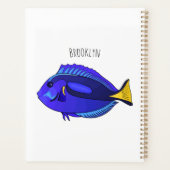 Blauwe tangvis cartoon illustratie planner (Achterkant)