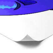 Blauwe tangvis cartoon illustratie poster (Hoek)