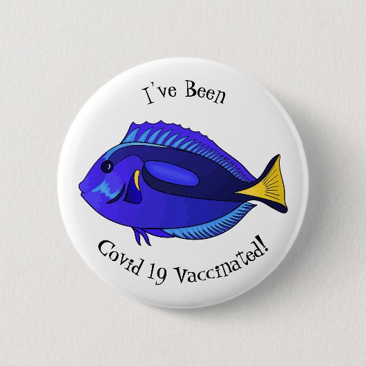 Blauwe tangvis cartoon illustratie ronde button 5,7 cm (Voorkant)