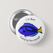 Blauwe tangvis cartoon illustratie ronde button 5,7 cm (Voorkant /achterkant)