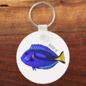 Blauwe tangvis cartoon illustratie sleutelhanger (Voorkant)