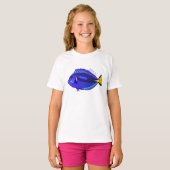 Blauwe tangvis cartoon illustratie t-shirt (Voorkant volledig)