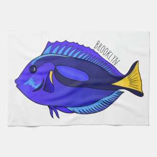 Blauwe tangvis cartoon illustratie theedoek