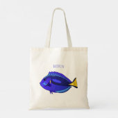 Blauwe tangvis cartoon illustratie tote bag (Achterkant)