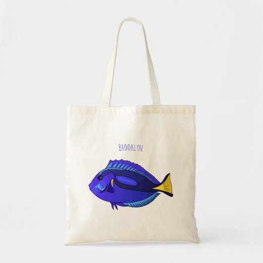Blauwe tangvis cartoon illustratie tote bag (Voorkant)