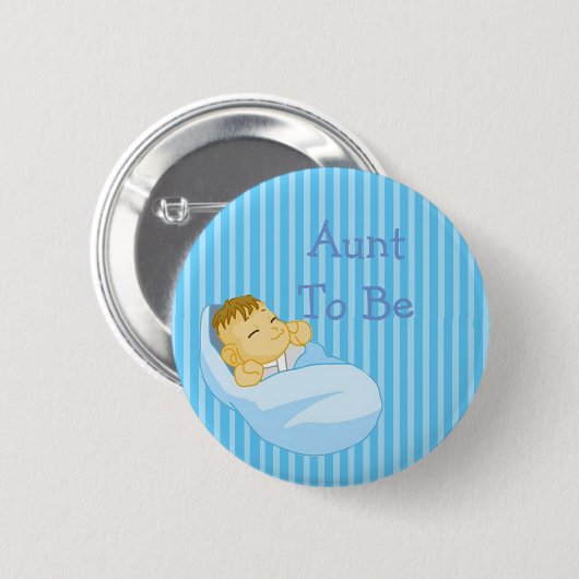 Blauwe tante om Baby shower Button te zijn (Voorkant /achterkant)