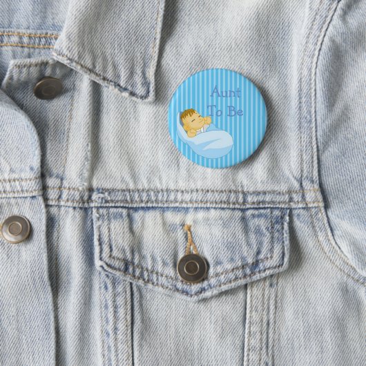 Blauwe tante om Baby shower Button te zijn (In situ)