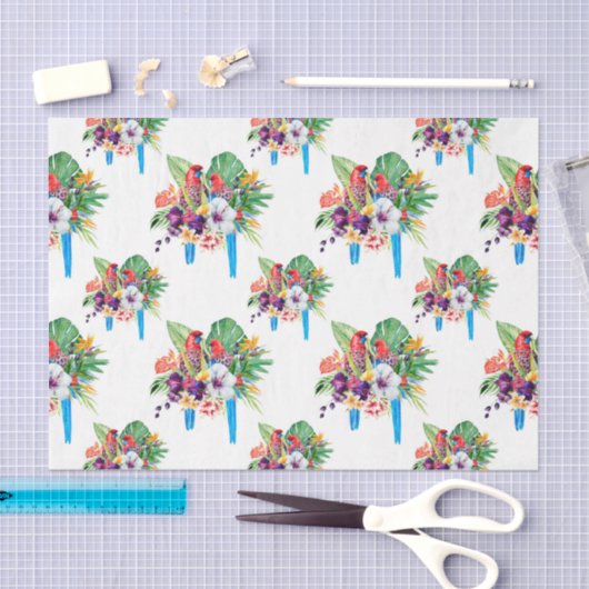 Blauwe tapijten met bladeren tissuepapier (Craft)