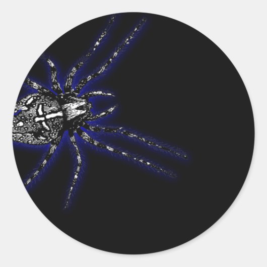 Blauwe Tarantula spin Halloween Ronde Sticker (Voorkant)