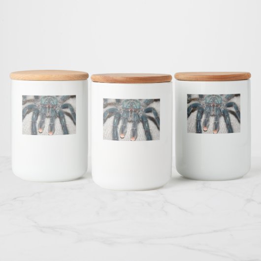 blauwe tarantula voedselcontainer etiket (Flessen)