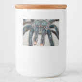 blauwe tarantula voedselcontainer etiket (Voorkant)