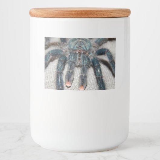 blauwe tarantula voedselcontainer etiket (Voorkant)