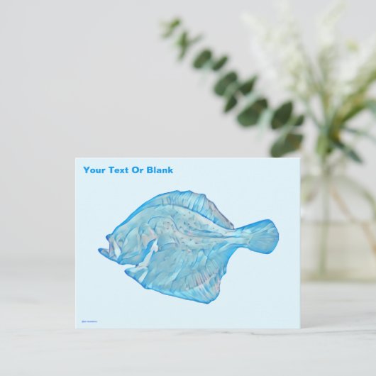 Blauwe tarbot briefkaart (Staand voorkant)