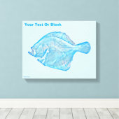 Blauwe tarbot canvas afdruk (Insitu (Houten vloer))