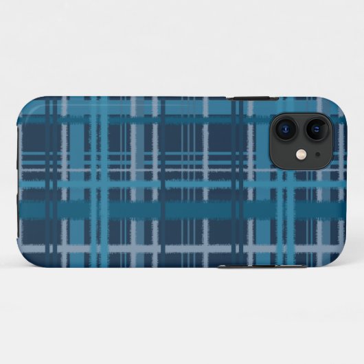 blauwe tartan Case-Mate iPhone case (Achterkant (horizontaal))