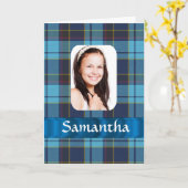 Blauwe tartan foto sjabloon (Gele Bloem)