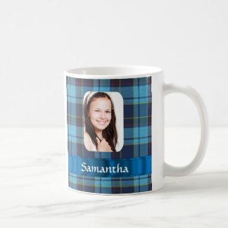 Blauwe tartan foto sjabloon koffiemok