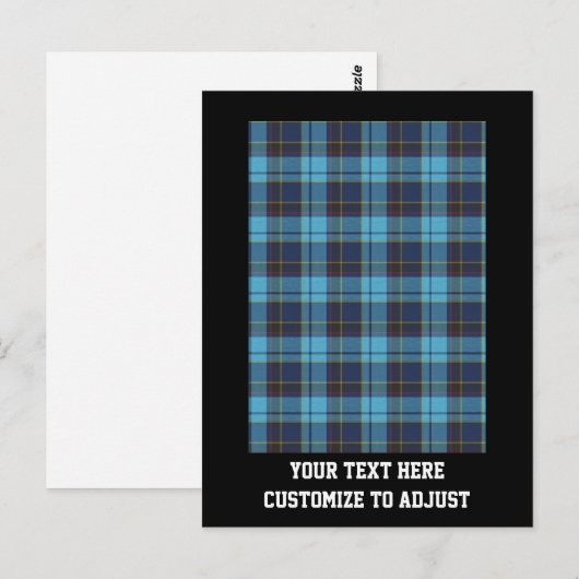 Blauwe tartan plaid briefkaart (Voorkant / Achterkant)