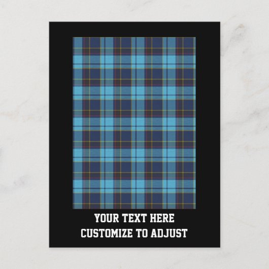 Blauwe tartan plaid briefkaart (Voorkant)