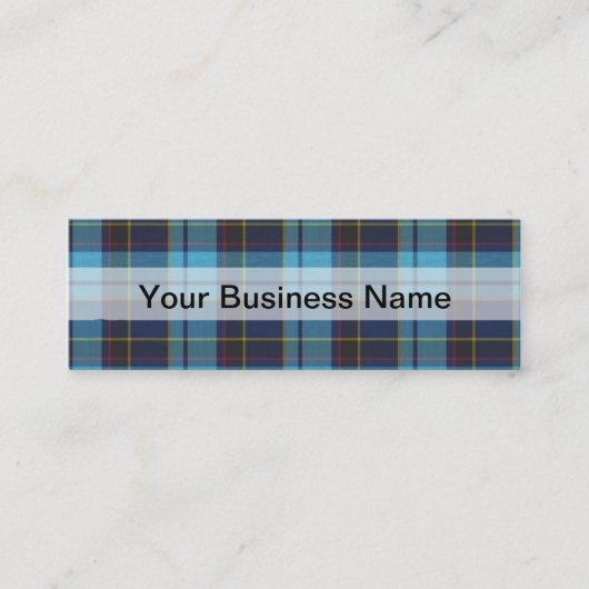 Blauwe tartan plaid mini visitekaartje (Voorkant)