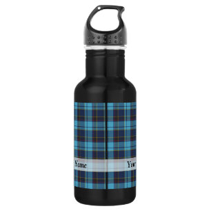 Blauwe tartan plaid waterfles 