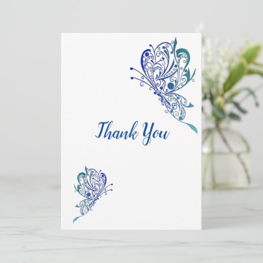 Blauwe Tattoos Bedankkaart (Staand voorkant)