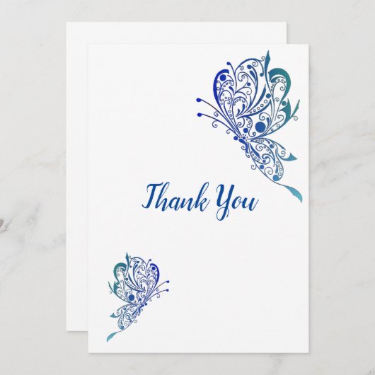 Blauwe Tattoos Bedankkaart (Voorkant / Achterkant)