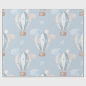 Blauwe Taupe luchtballonnen sterren wolken jongens Cadeaupapier (Vlak)