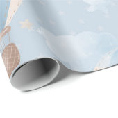 Blauwe Taupe luchtballonnen sterren wolken jongens Cadeaupapier (Rol Hoek)