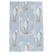 Blauwe Taupe luchtballonnen sterren wolken jongens Medium Cadeauzakje (Achterkant)