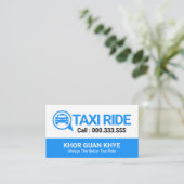 Blauwe Taxi Auto Speech Box Visitekaartje (Staand voorkant)