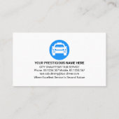 Blauwe Taxi Auto Speech Box Visitekaartje (Achterkant)