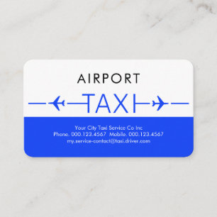 Blauwe Taxi Vliegtuig Startbaan Visitekaartje
